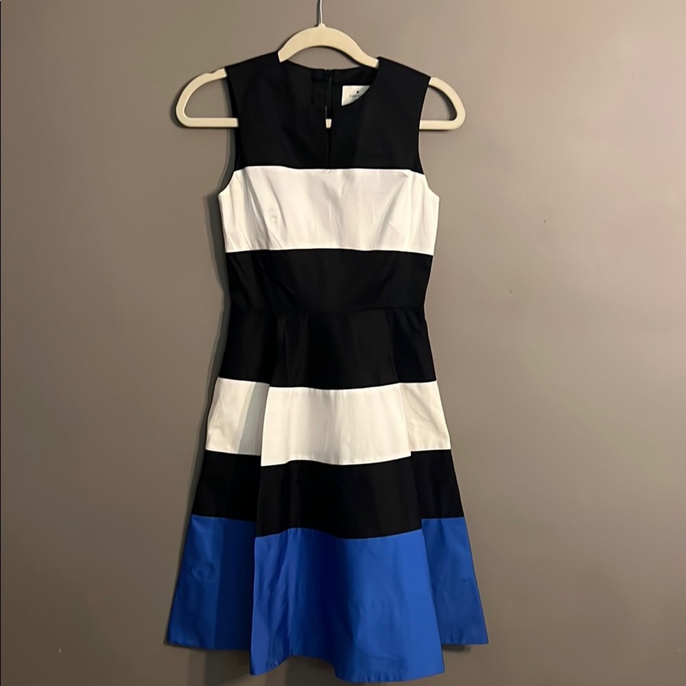 Kate Spade Corley Black and White Fit and Flare Midi Dress
